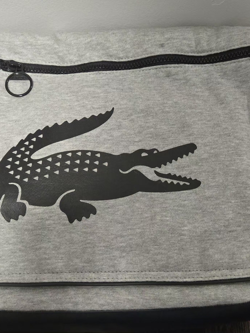 Lacoste Light Gray Sweatshirt with Black Crocodile Graphic